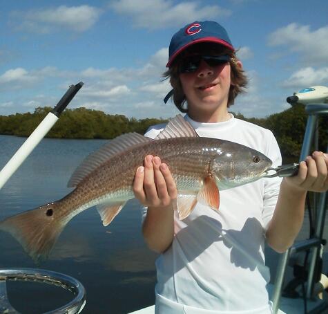 Gavin Woolman with a healthy red fishing with Capt. Todd Geroy last week.