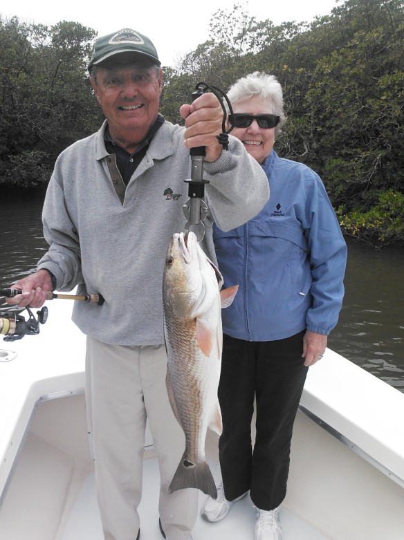 George and Ilsa Gibson with a beautiful back country redfish last week.