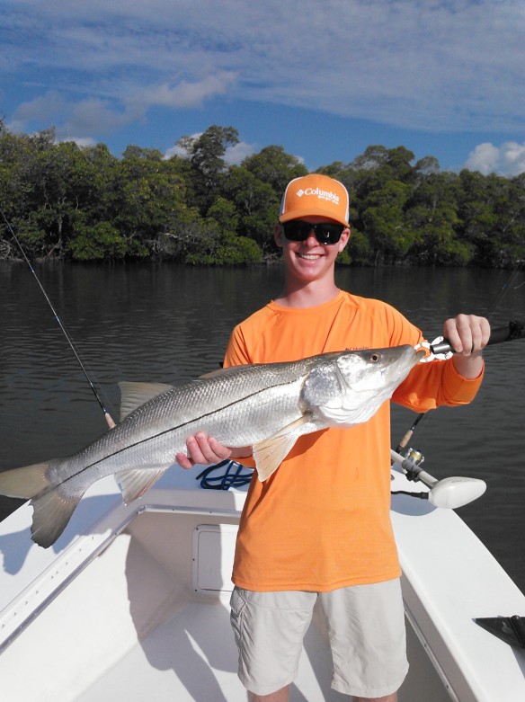 Tucker with a 39 inch snook released 6/11/2014 with Capt. Todd Geroy
