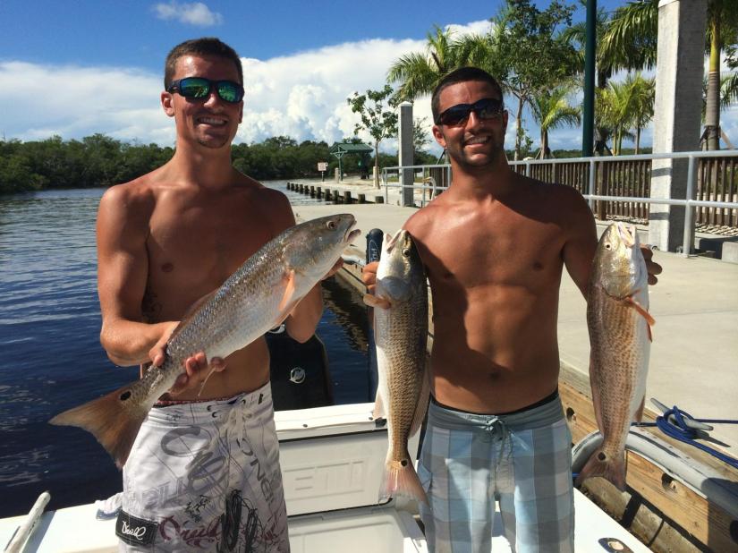 Cody and Colton York with some typical redfish caught on Sept. 4